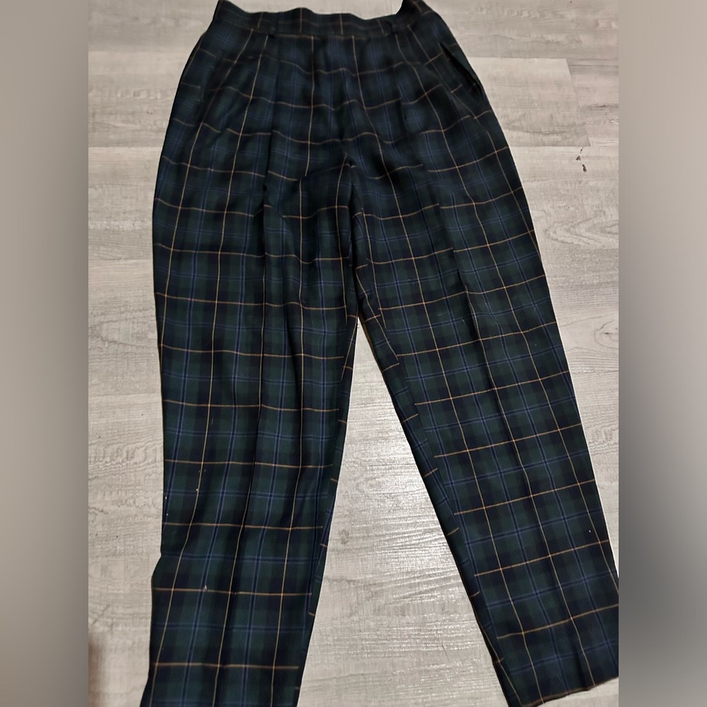 The Limited Black and Green Dress Pants with Plaid Design